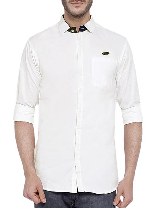 White Solid Casual Shirt - 12929075 - Very Small Image - 1