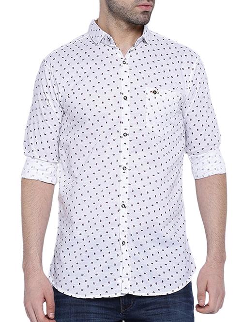 white cotton printed casual shirt - 12929083 - Very Small Image - 1