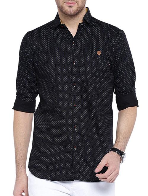black cotton printed casual shirt - 12929090 - Very Small Image - 1