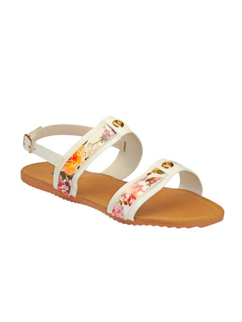 White Leatherette Back Strap Sandals - 12930528 - Very Small Image - 1