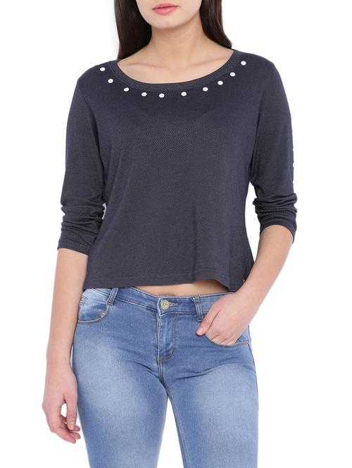 women's straight round neck top - 12933818 - Very Small Image - 1
