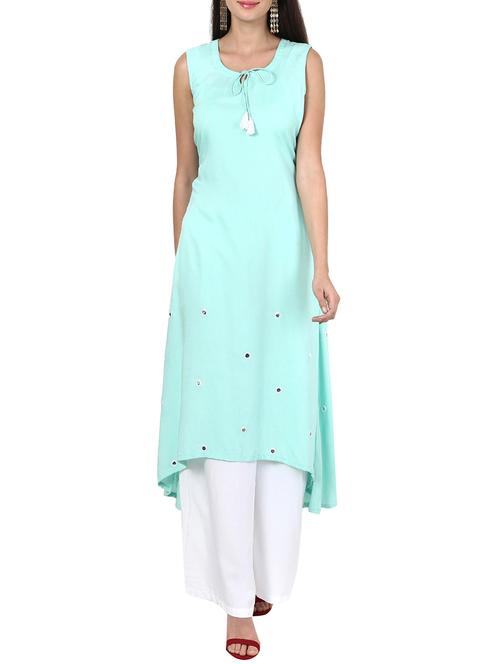 mirror work high-low kurta - 12934079 - Very Small Image - 1