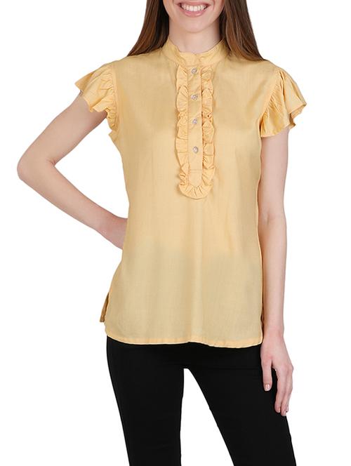 beige viscose regular top - 12934105 - Very Small Image - 1
