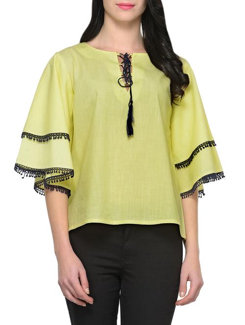 yellow cotton regular top - 12935533 - Very Small Image - 1