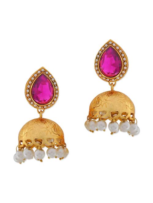 purple copper studded jhumki earrings - 1293620 - Very Small Image - 1