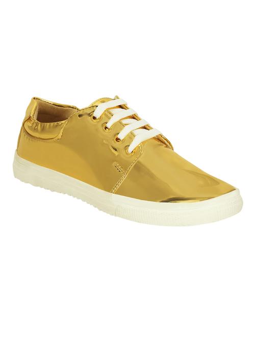 gold canvas laceup sneakers - 12941916 - Very Small Image - 1