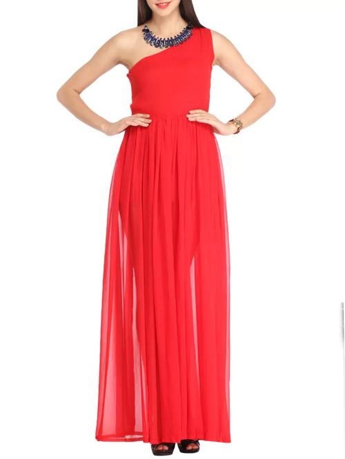 single shoulder gathered maxi dress - 12943022 - Very Small Image - 1