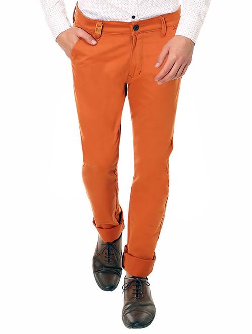 orange cotton chinos casual trousers - 12943732 - Very Small Image - 1