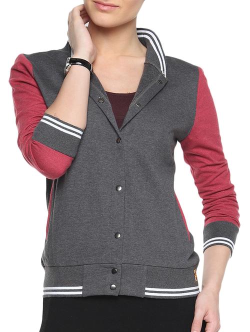 contrast sleeve varsity jacket  - 1294517 - Very Small Image - 1