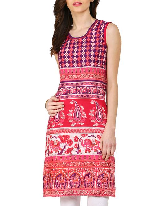 pink cotton printed kurta - 12946258 - Very Small Image - 1