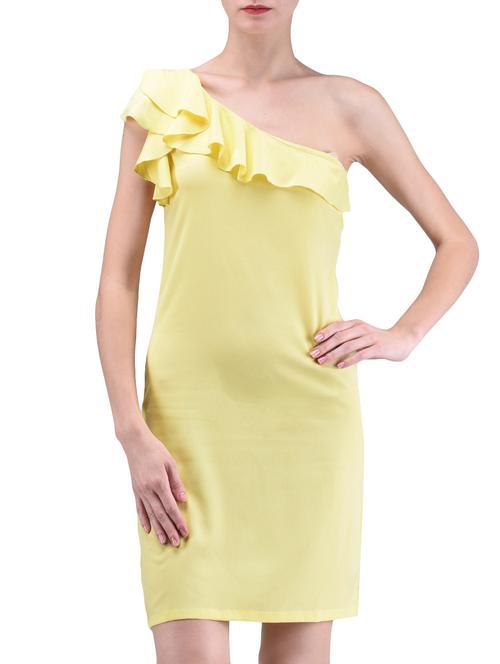 yellow plain poly crepe dress - 1294658 - Very Small Image - 1