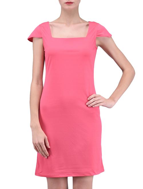 pink plain spandex knit dress - 1294664 - Very Small Image - 1