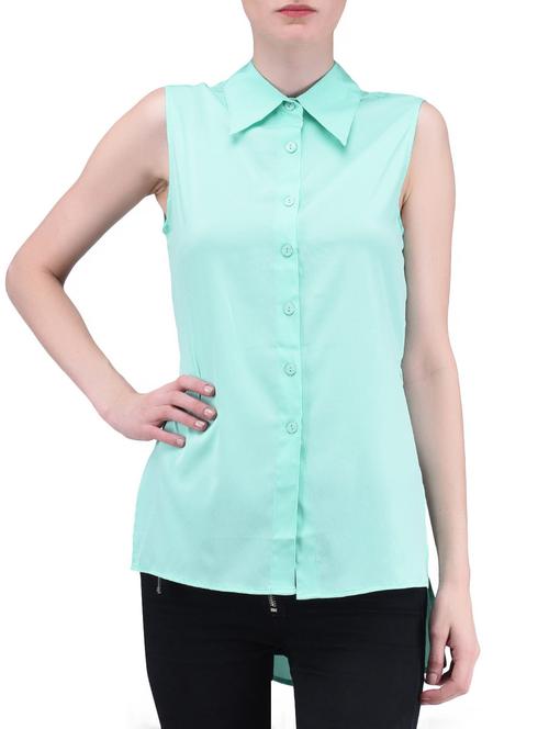 blue plain poly crepe shirt - 1294669 - Very Small Image - 1