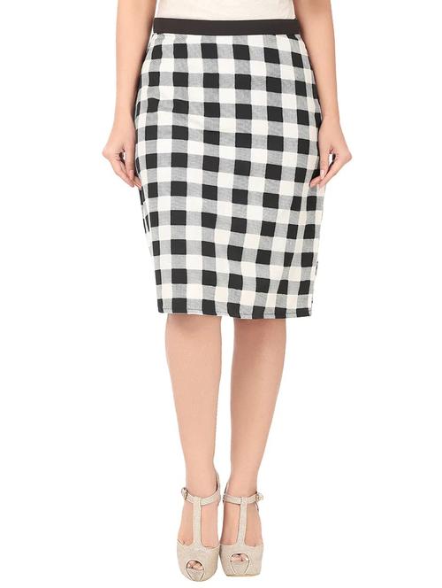 black checkered crepe pencil skirt - 12947058 - Very Small Image - 1