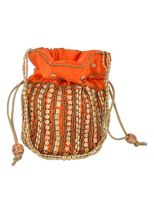 orange silk potli - 12947276 - Very Small Image - 1