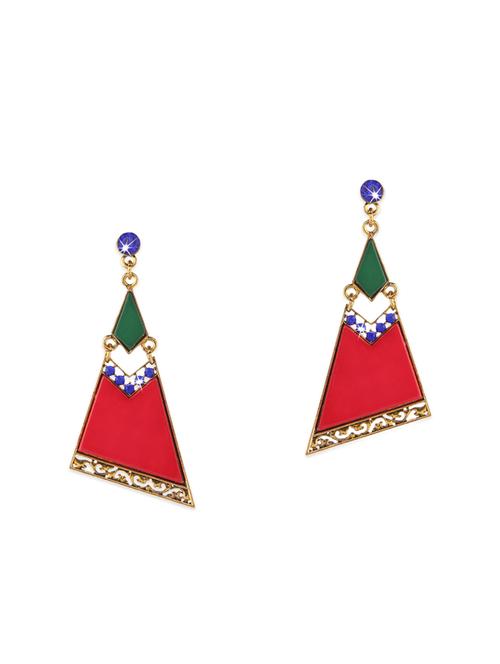 red metal drop earrings - 12951021 - Very Small Image - 1