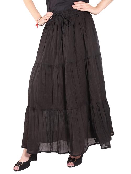 grey  cotton flared maxi skirt - 12951273 - Very Small Image - 1