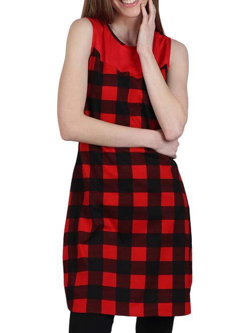 red printed cotton straight  kurta - 12951556 - Very Small Image - 1