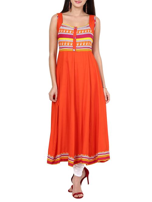 printed yoke flared kurta - 12951609 - Very Small Image - 1