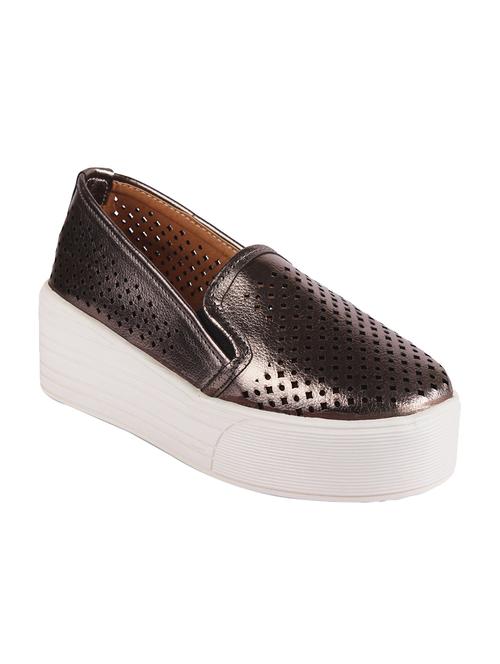 grey faux leather casual shoes - 12952948 - Very Small Image - 1