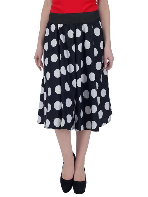 black polka dots printed crepe skirt - 12953125 - Very Small Image - 1