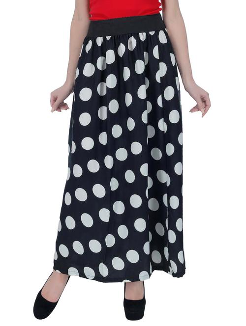 black polka dots printed crepe skirt - 12953128 - Very Small Image - 1