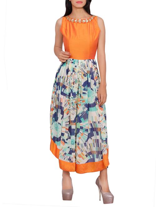 multi colored cotton flared kurta - 12953251 - Very Small Image - 1