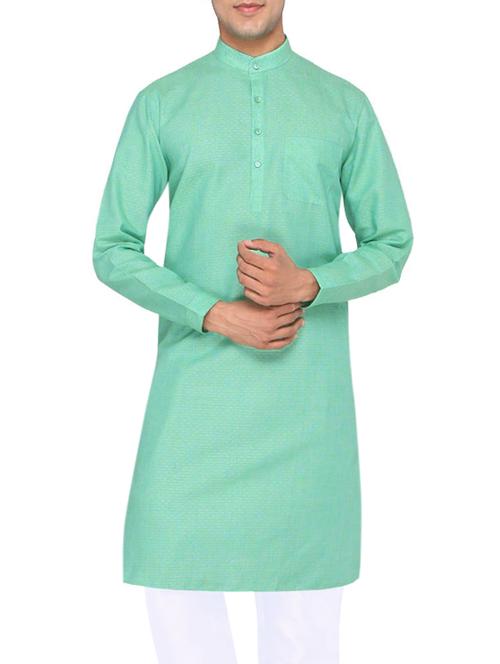 solid mint green cotton kurta - 12956500 - Very Small Image - 1