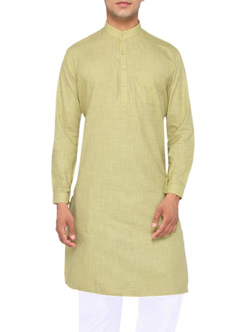 light olive green cotton kurta - 12956506 - Very Small Image - 1
