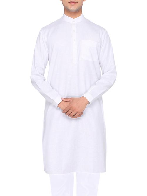 solid white cotton kurta - 12956509 - Very Small Image - 1