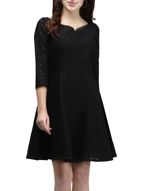 black lace fit & flare dress - 12957629 - Very Small Image - 1