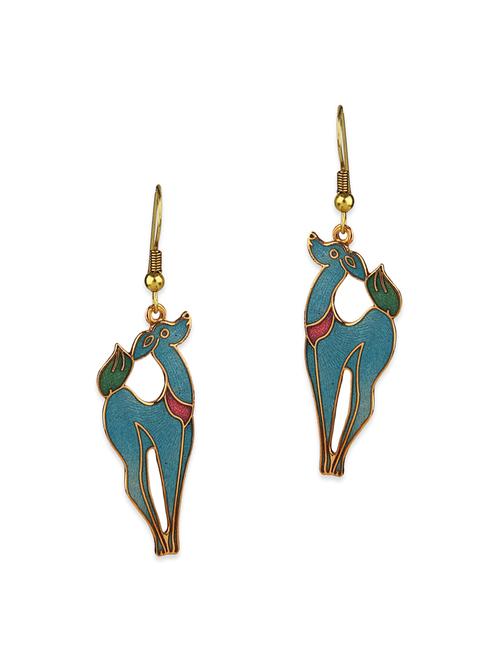 blue metal meenakari earrings - 12957926 - Very Small Image - 1