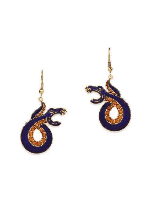 blue metal meenakari earrings - 12957930 - Very Small Image - 1