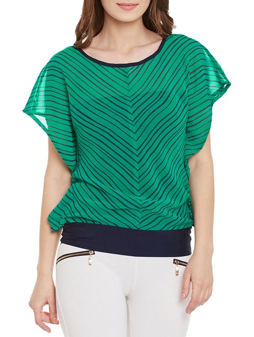 striped elasticated waist top - 12958030 - Very Small Image - 1