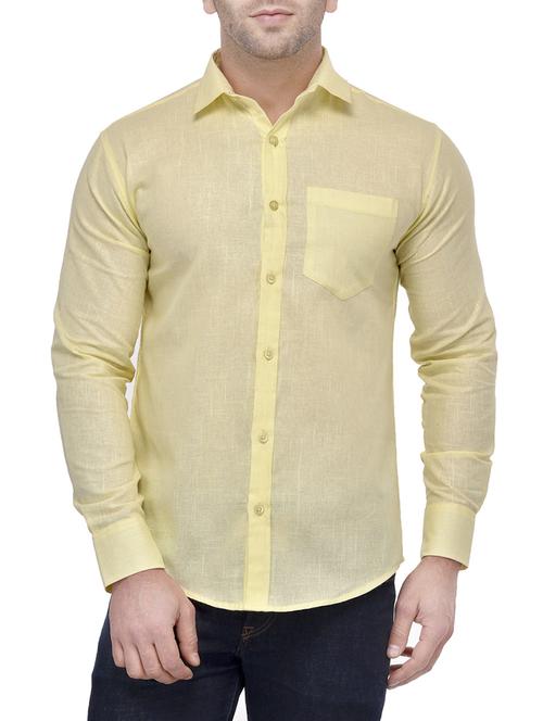 yellow cotton casual shirt - 12959928 - Very Small Image - 1