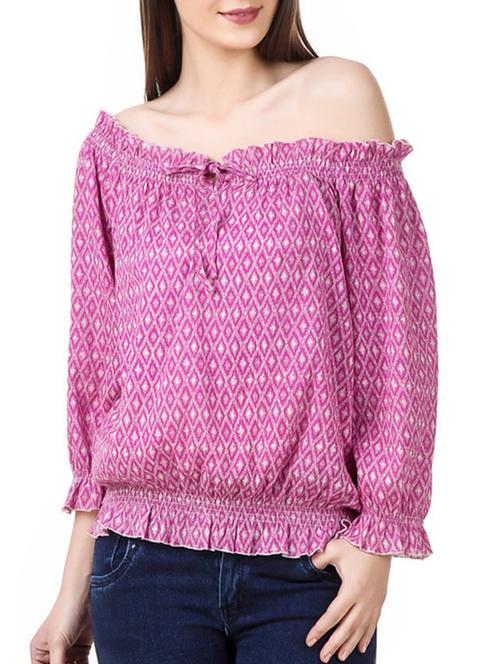 pink printed crepe regular top - 12960836 - Very Small Image - 1