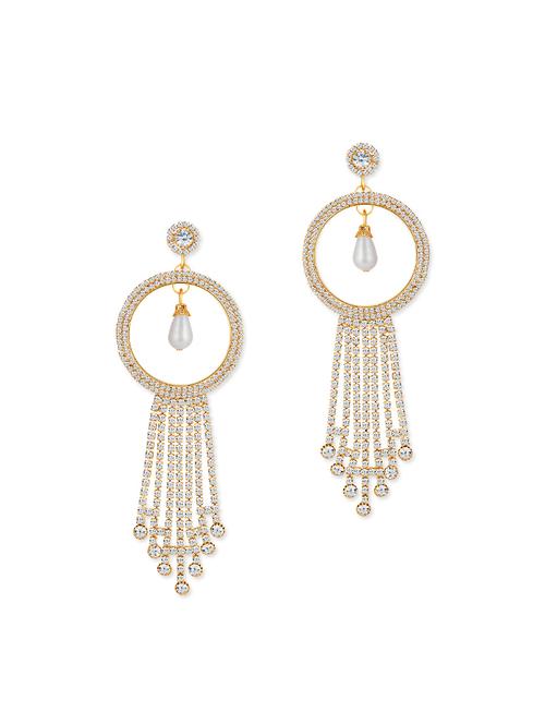 gold metal chandelier earrings - 12960895 - Very Small Image - 1