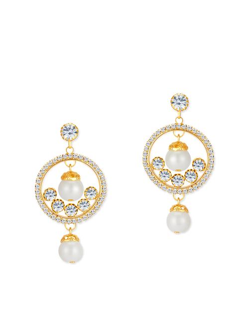 gold metal drop earrings - 12960897 - Very Small Image - 1