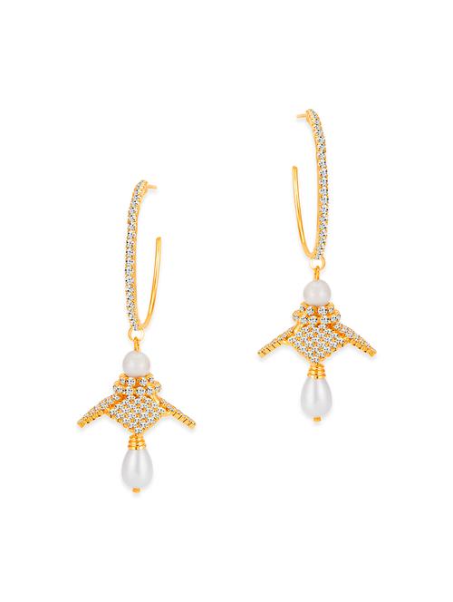Gold Metal Drop Earrings - 12960912 - Very Small Image - 1