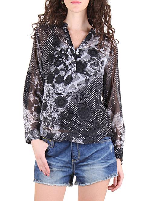 black printed top - 12961306 - Very Small Image - 1