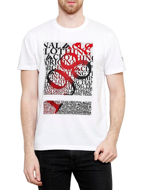 white cotton printed t-shirt - 12961558 - Very Small Image - 1