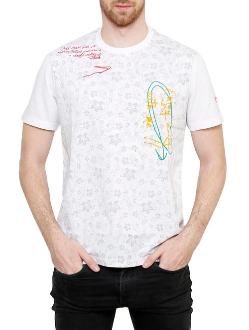 white cotton printed t-shirt - 12961559 - Very Small Image - 1