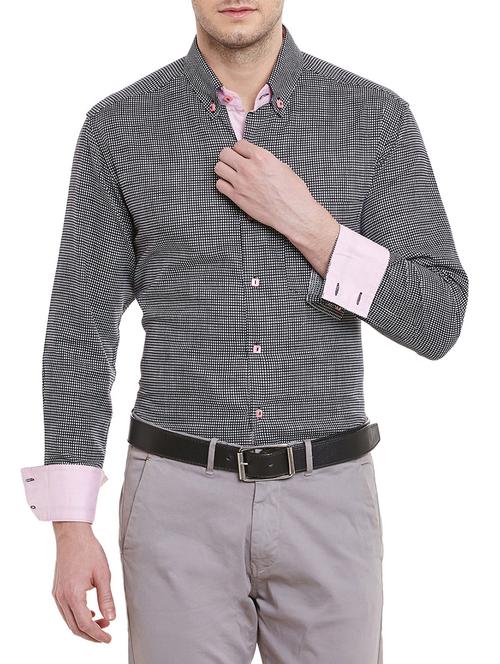 grey cotton printed casual shirt - 12961619 - Very Small Image - 1