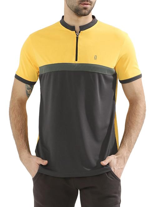 Yellow Polyester Color Block T-shirt - 12962022 - Very Small Image - 1