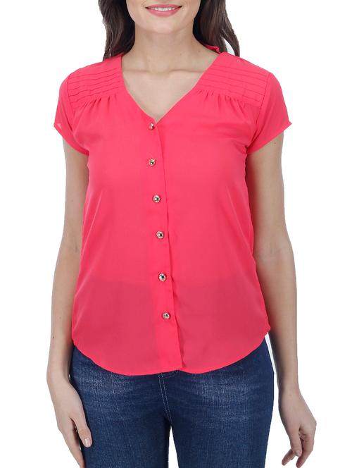 pink polyester regular shirt - 12963755 - Very Small Image - 1
