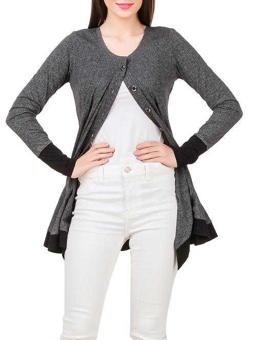 solid grey jersey cardigan - 12964749 - Very Small Image - 1