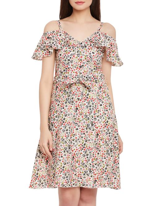 white floral printed cotton dress - 12966217 - Very Small Image - 1