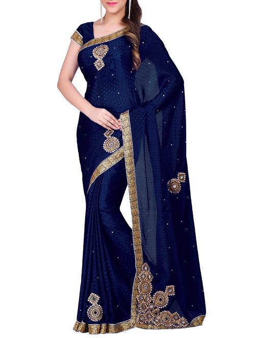 party wear embellished  saree - 12969804 - Very Small Image - 1