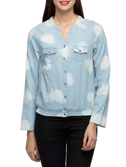 light blue printed cotton summer jacket - 12970495 - Very Small Image - 1