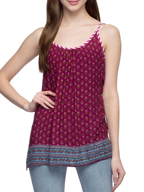 dark pink printed viscose regular top - 12970571 - Very Small Image - 1